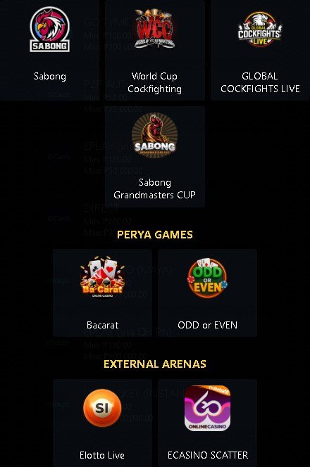 PHSabong Game Selection